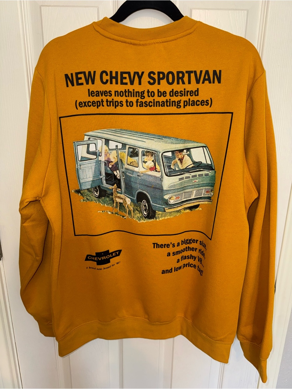 Chemistry Men's Mustard Crewneck Sweatshirt with Chevrolet Logo